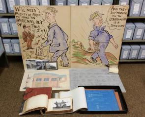 Photo of a selection of items from the Lithgow Small Arms Factory Archive.