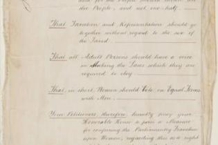 The front page of the Women's Suffrage Petition