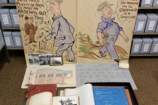 Photo of a selection of items from the Lithgow Small Arms Factory Archive.